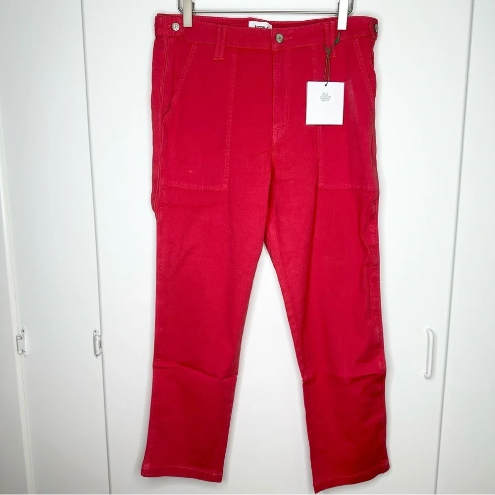 Pistola Erin High Rise Utility Crop Straight Leg Pants Coral Size 31 NWT